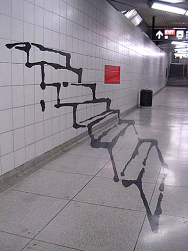 Subway Staircase Illusion at Bayview-Sheppard Station in Toronto
