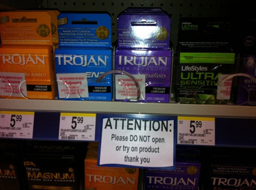 Do Not Try On Condoms Sign