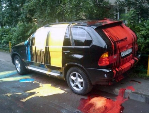 Paint Slashed On BMW