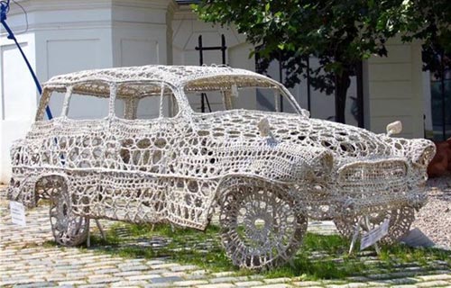 Fabric Doily Car Sculpture