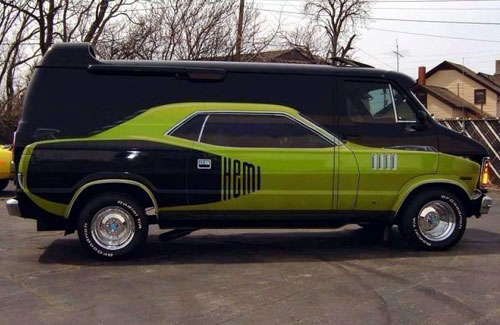 Cuda Hemi Painted On A Dodge Van