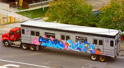 Truck Trailer Painted As A Subway Train