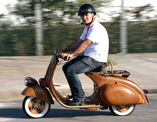Working Wooden Vespa Scooter