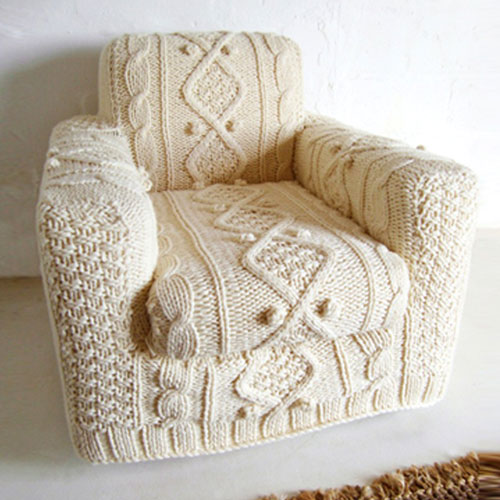 Hand-Knit Sweater Armchair Slip Cover