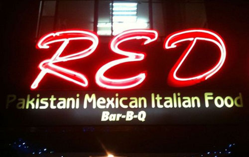Pakastani Mexican Italian Food Sign