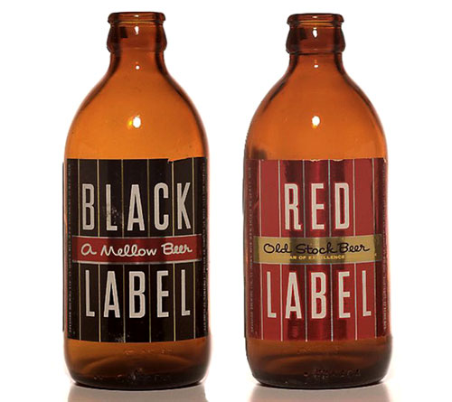 Red Label and Black Label Beer Bottles