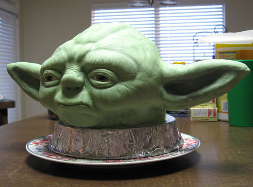 Realistic Yoda Head Cake Sculpture