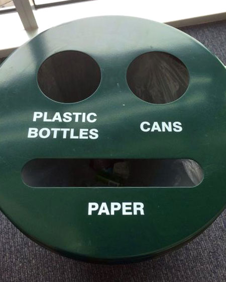 Separating Paper From Plastic Recycle Bin With One Bag