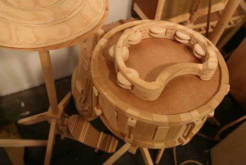 Carved Wood Drum Sculptures
