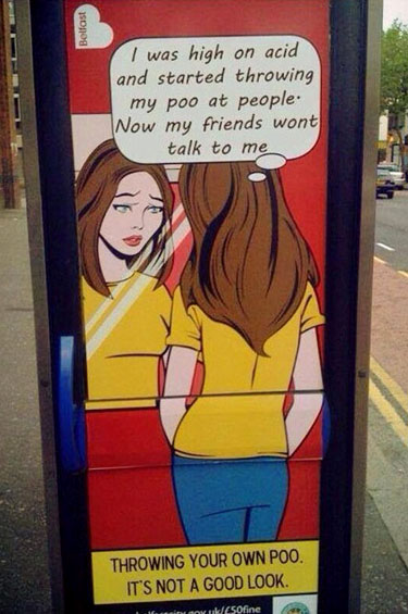 Anti-Drug Awareness PSA Poster On A Belfast Bus Shelter