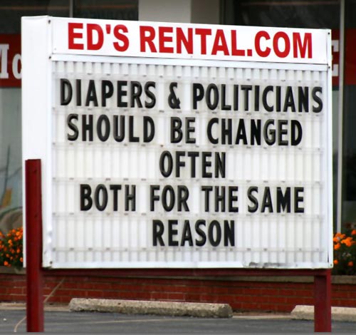 Changing Diapers and Politicians Sign