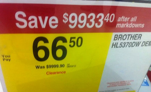 Decimal Error Clearance Sign - Save Thousands After All Markdowns