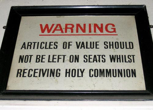Holy Communion Warning Sign
