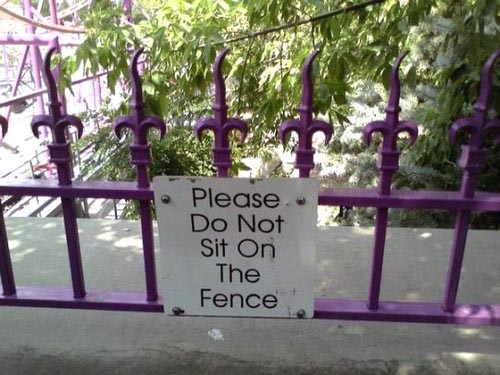 Please Do Not Sit On The Fence