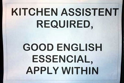English Help Wanted Sign