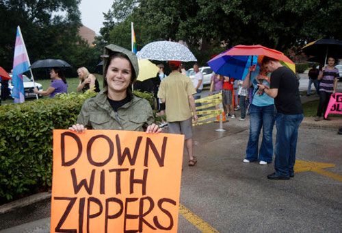 Down With Zippers Sign