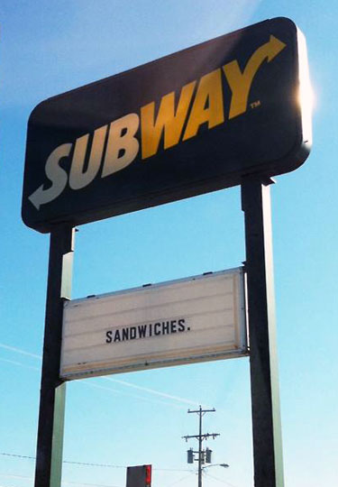 Subway Sandwiches Sign