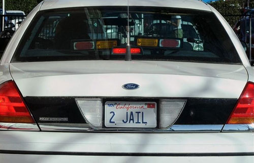 Police Car To Jail Vanity Plate