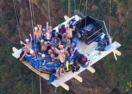 Hanging A Jacuzzi From The Gueuroz Bridge In Switzerland